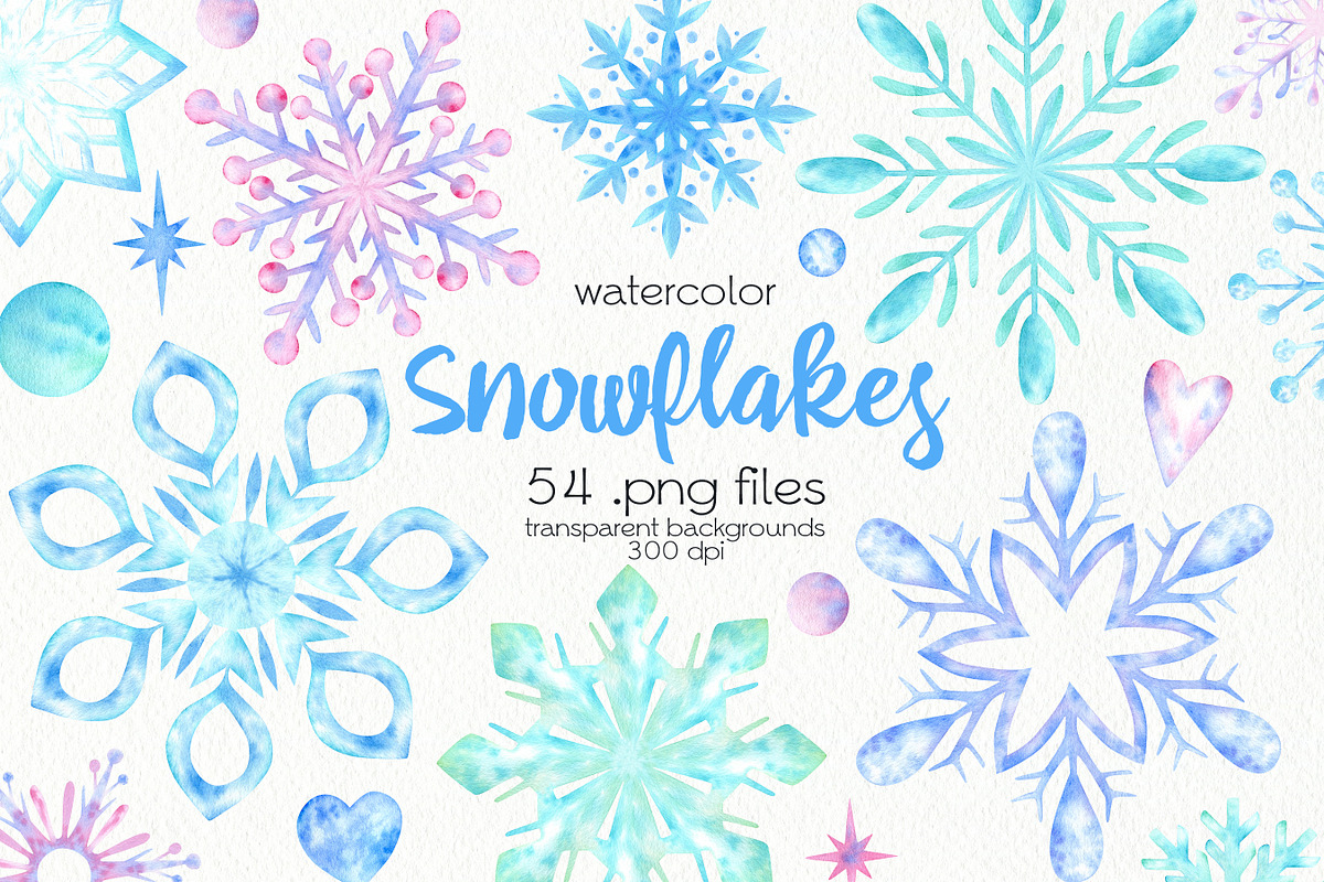 Watercolor Snowflakes, an Illustration by OllyKo Art (Photo 1 of 9)