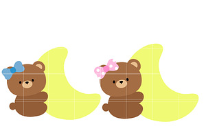 Cute Bear with Moon SVG Bundle