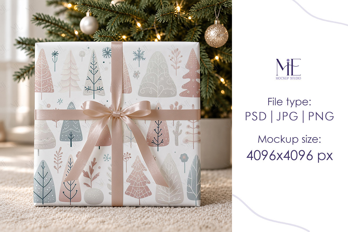Christmas Gift Wrapping Paper Mockup, a Packaging Mockup by Mie Mockup Studio (Photo 3 of 7)