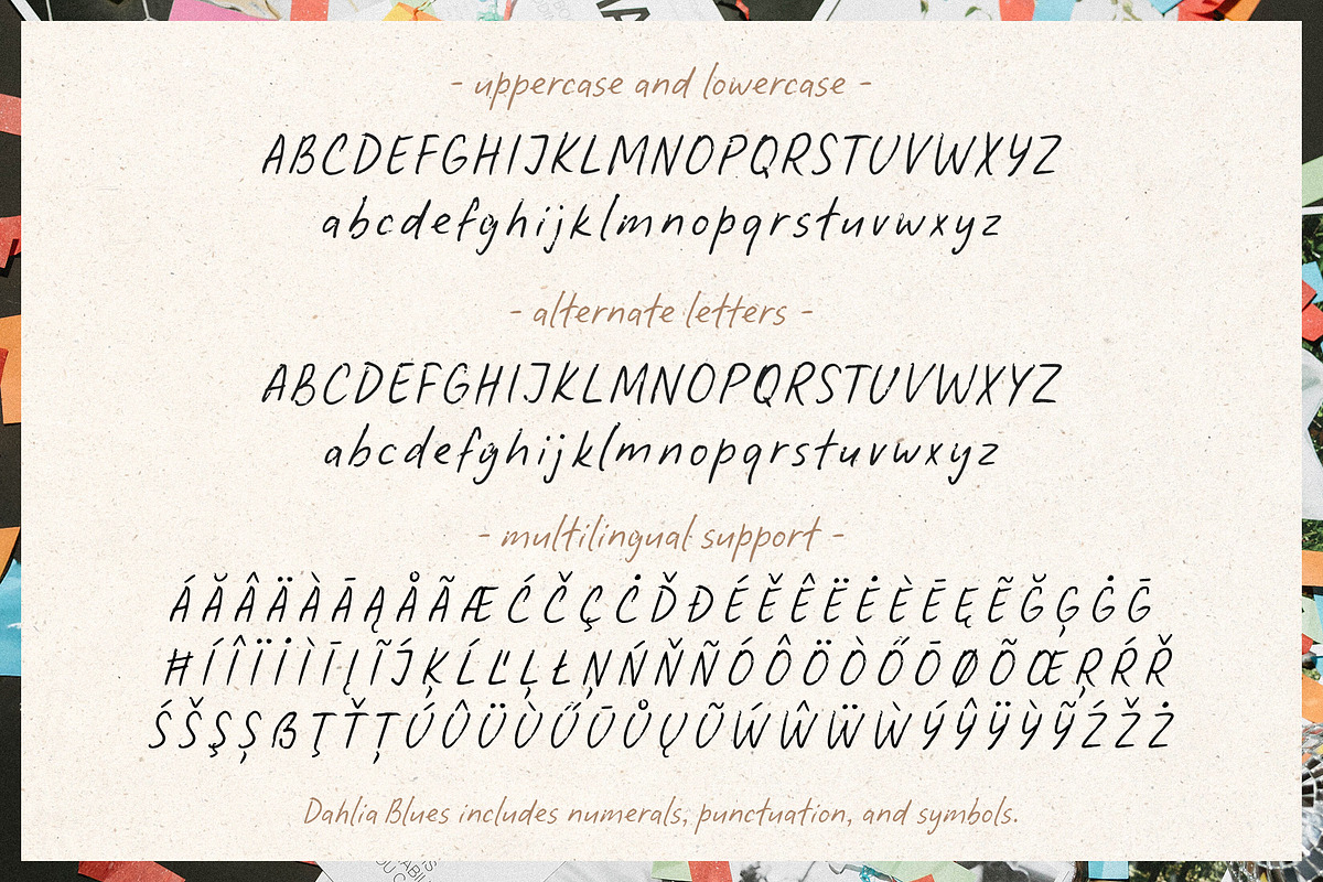 Dahlia Blues Handwritten Font, a Handwritten Font by Dina Mae (Photo 4 of 12)