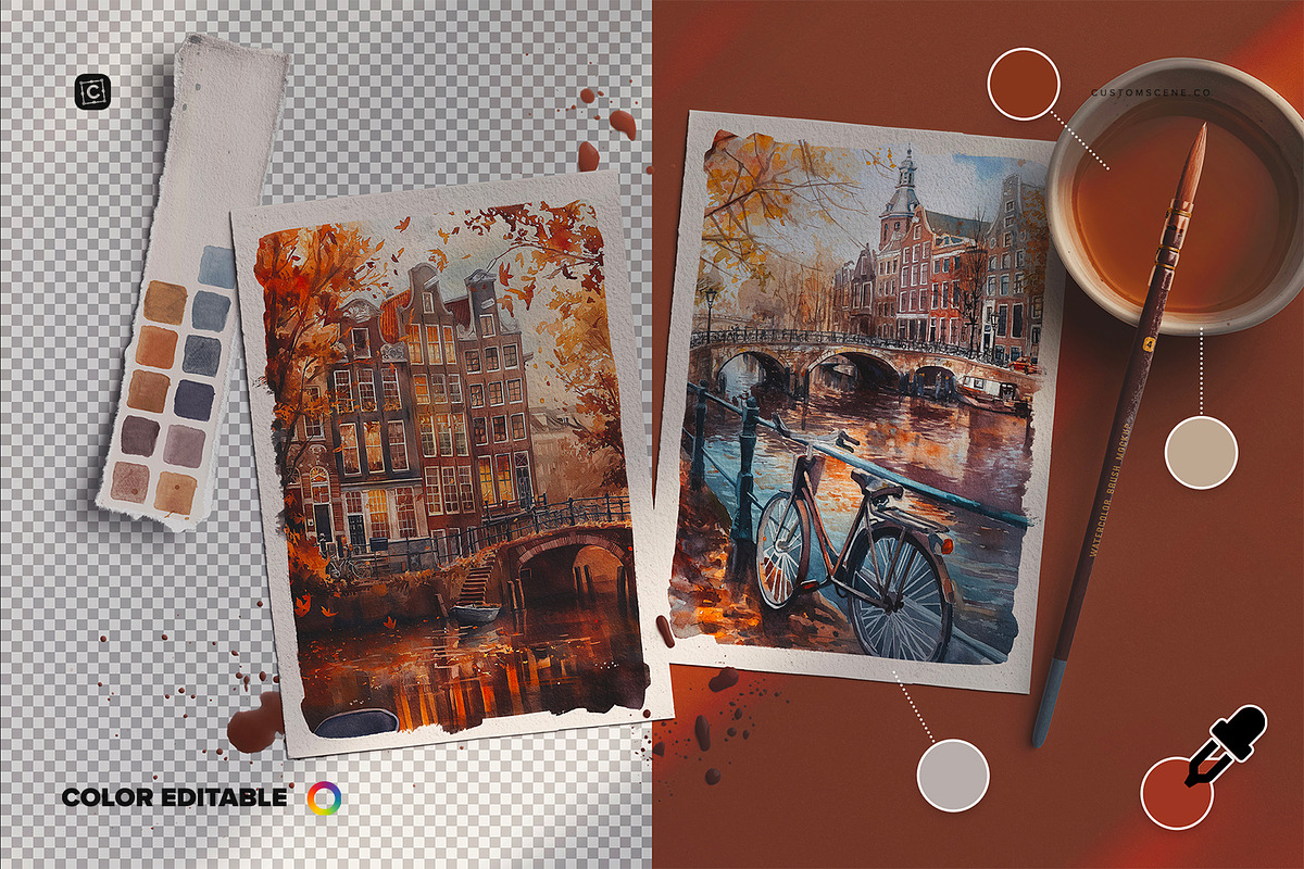 Two A5 Watercolor Paper Mockup, a Product Mockup by Custom Scene (Photo 6 of 10)