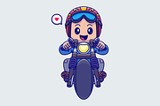 Cute Man Riding Motorcycle Cartoon, a Person Illustration by Catalyst Labs (Thumbnail 2 of 3)