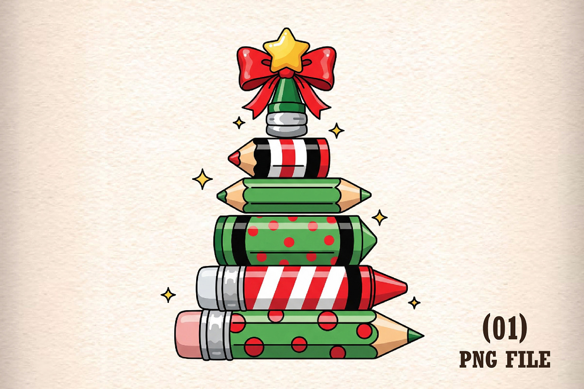 Christmas Pencil Tree Teacher Png, an Illustration by DreamArtGraphic (Photo 1 of 5)