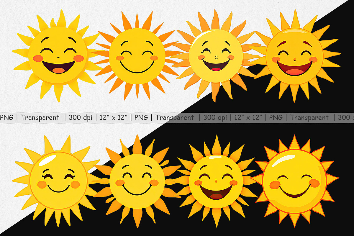 Smiling Sun Clipart, a Graphic by Artnoy (Photo 2 of 5)