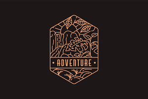 Emblem Rainforest and waterfall logo, a Branding & Logo Template by DOMHOUZE