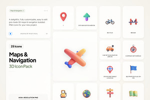 3D Map & Navigation Icons