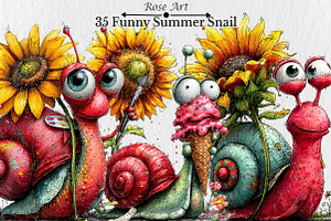 Funny Summer Snail Clipart, a Seasonal Illustration by Rose Art