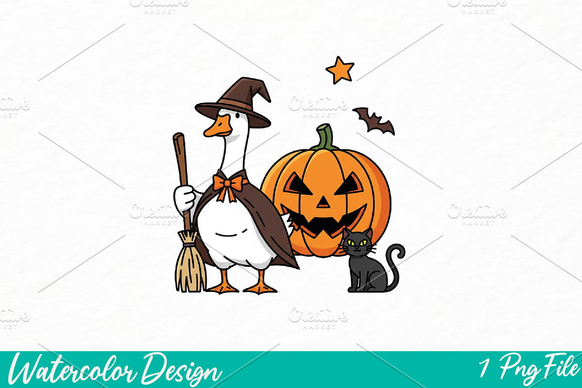 Boo Ghost Goose Png, Halloween Goose, an Illustration by Watercolor design (Photo 1 of 3)