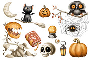 Magical Lemur Halloween Set, an Illustration by IrynaPanashii (Thumbnail 3 of 10)