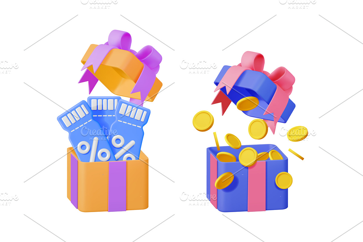 Open gift box with discount coupons, a Finance Illustration by Abscent