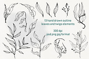 Lineart floral leaves patterns, a Texture Illustration by Dina Guiter (Thumbnail 4 of 20)