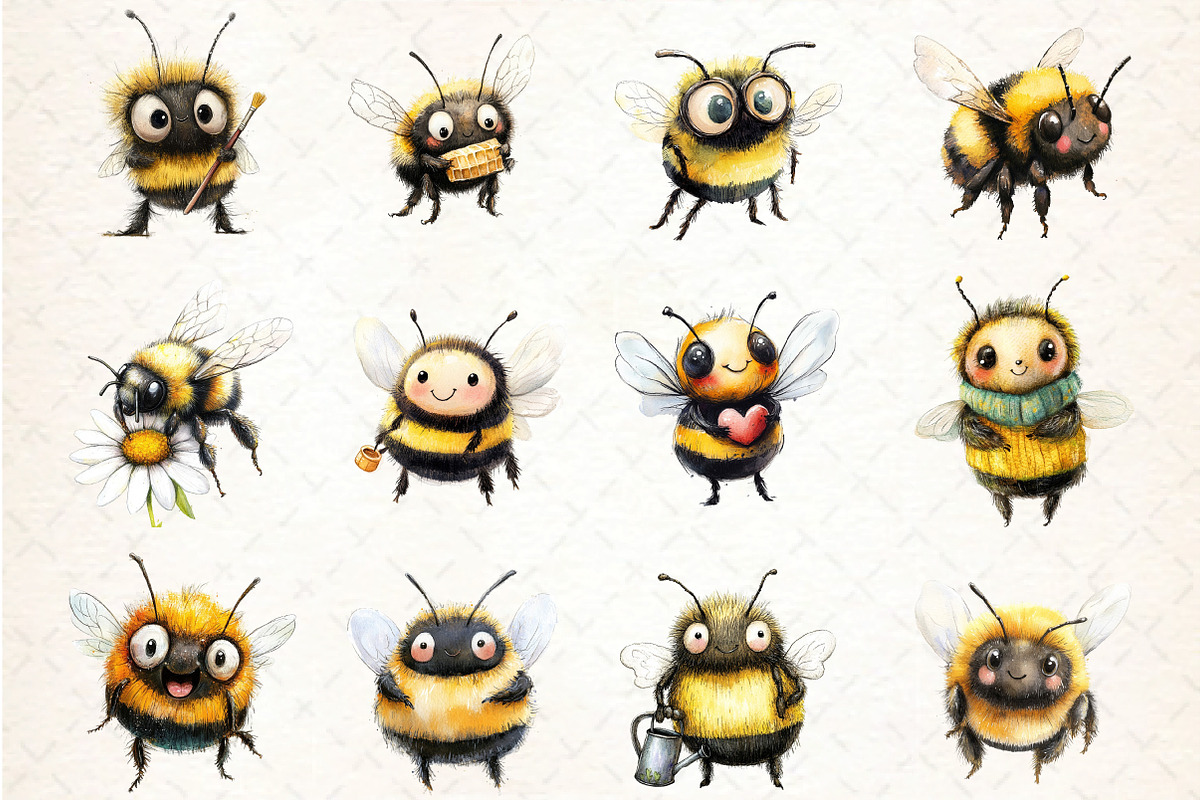 Bumblebee Clipart Bundle, an Illustration by DreamCafeArt (Photo 4 of 5)