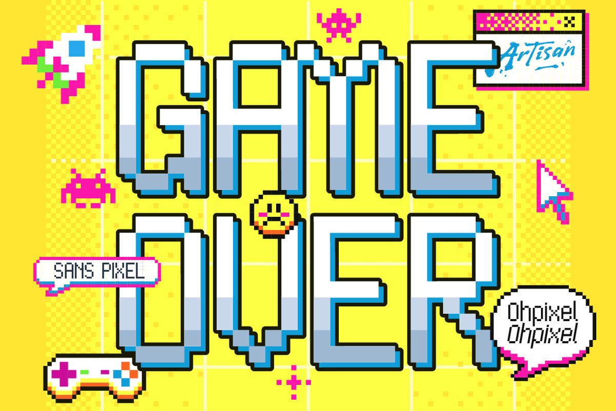 Ohpixel - Pixel Display Font, a Sans Serif Font by Artisan Themes (Photo 11 of 11)