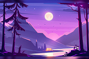 Day and night mountain river, an Illustration by Red Monkey (Thumbnail 3 of 4)