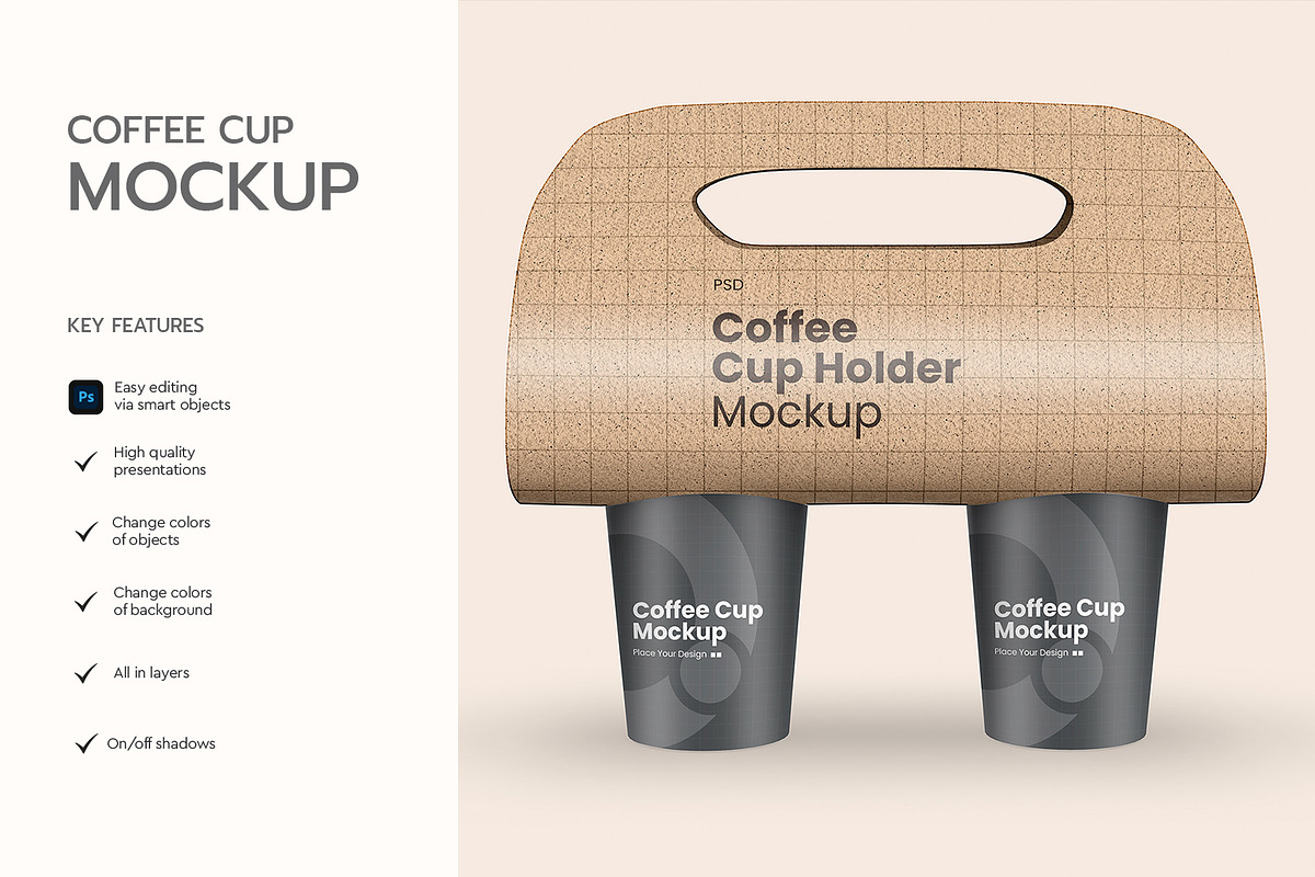 Coffee Cups Holder Mockup, a Product Mockup by graphypix (Photo 4 of 4)