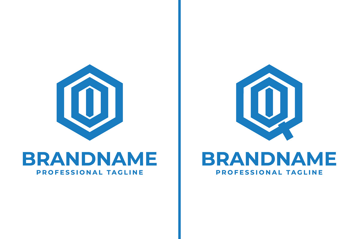 Letters OOI and QOI Hexagon Logo, a Branding & Logo Template by Pray Art Design Studio