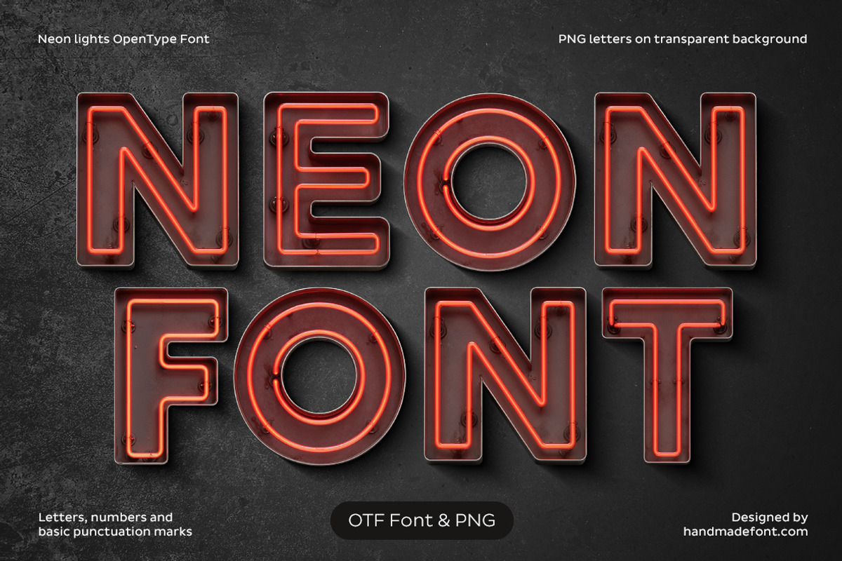 Neon Lights Font, a Sans Serif Font by Handmadefont (Photo 1 of 16)