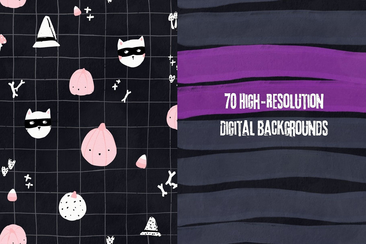 70 Hand-Drawn Halloween backgrounds, a Background Graphic by PaperJamLab (Photo 4 of 14)
