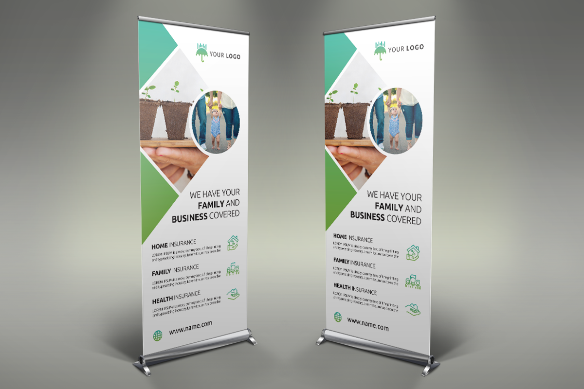 Insurance Roll Up Banner, a Presentation Template by UNIK Agency