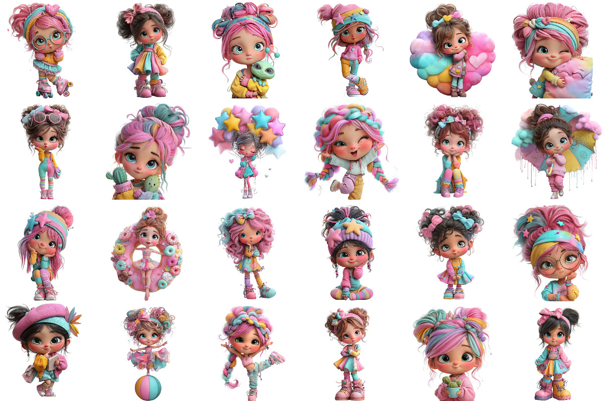Whimsical Quirky Girl Clipart, an Illustration by designcity5 (Photo 2 of 5)