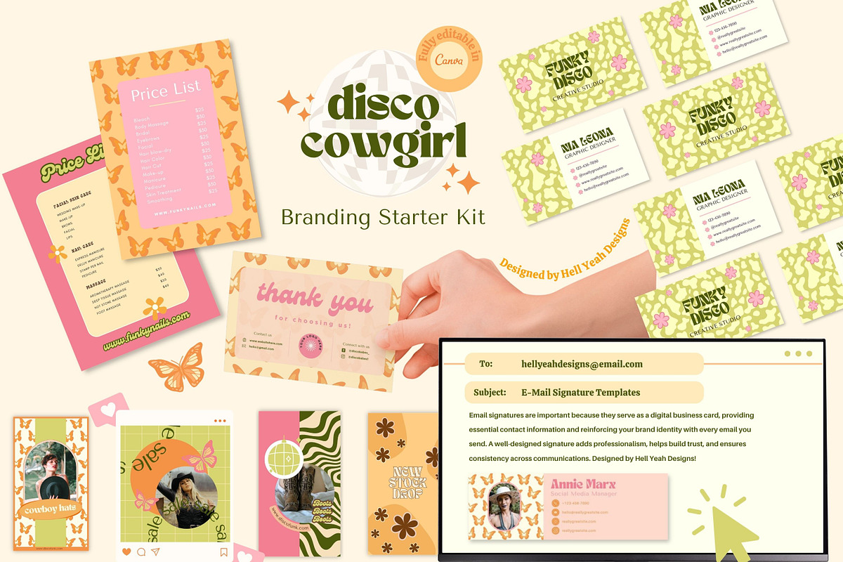 Disco Cowgirl Branding Starter Kit, a Branding & Logo Template by Hell Yeah Designs (Photo 6 of 18)