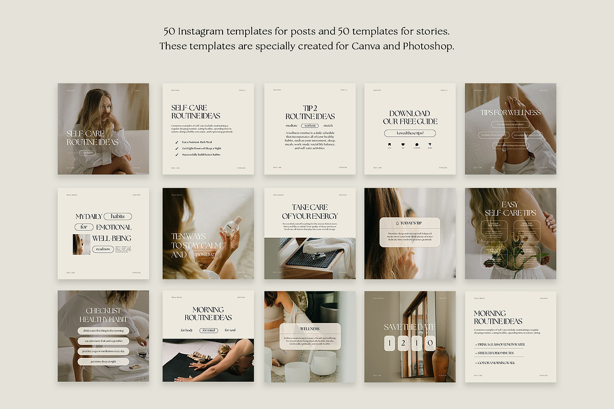 Wellness Instagram Templates Canva, a Social Media Template by Instprofi | Studio Estimo (Photo 2 of 6)