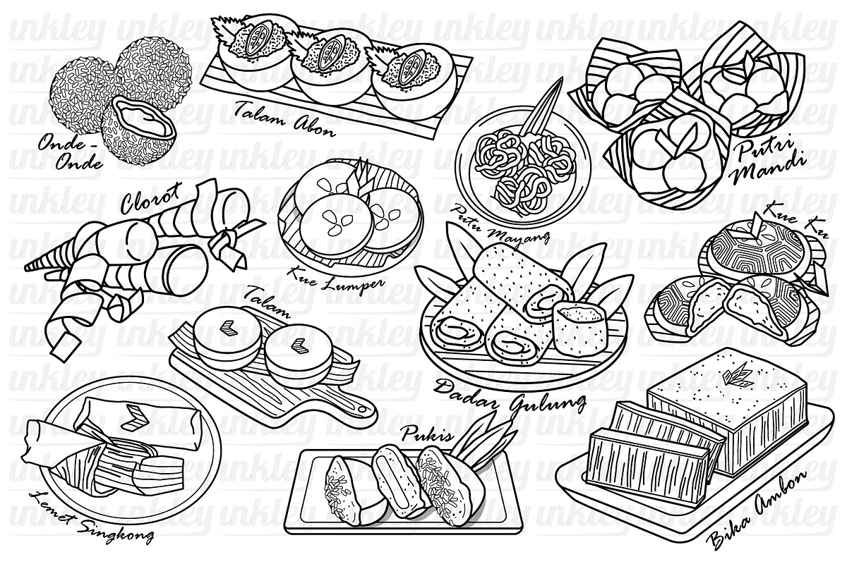 Indonesian Traditional Snack Colorin, a Food Illustration by Inkley Studio