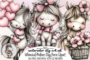 Whimsical Mother's Day Horse Clipart, an Illustration by SVGArt