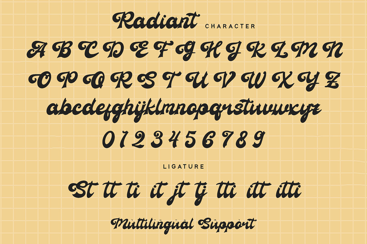 Radiant - Groovy Font, a Script Font by Alpaprana (Photo 4 of 11)