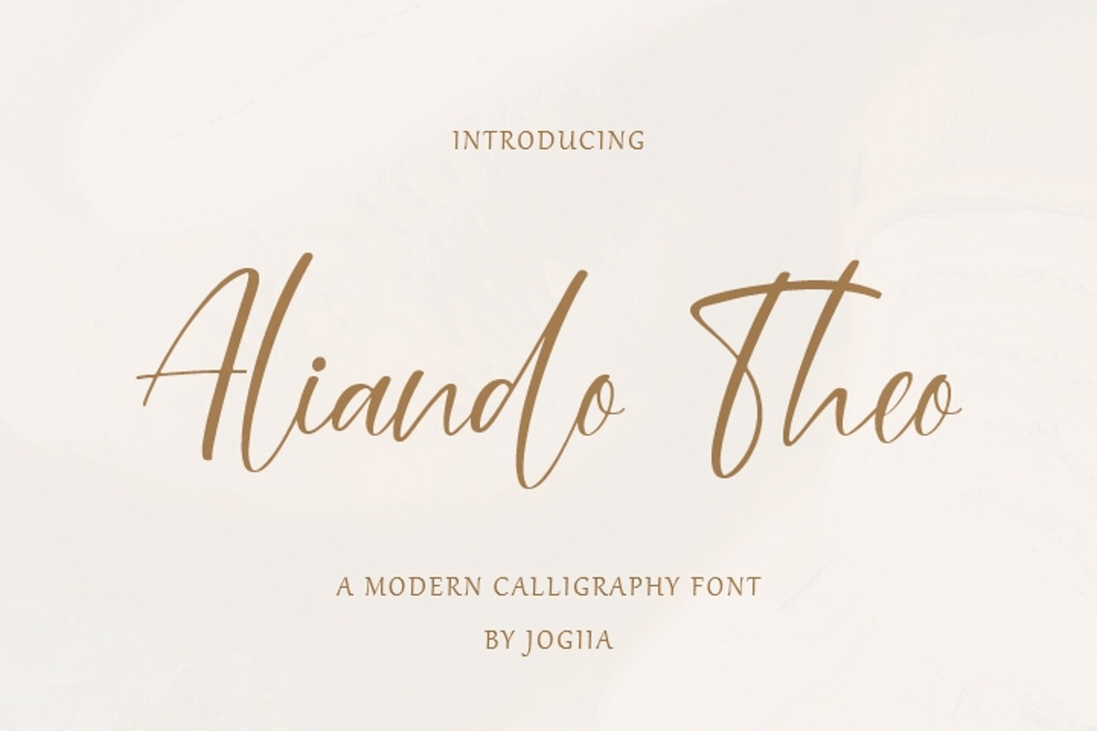Aliando Theo: Modern Font Design, a Handwritten Font by Jogiia Digital (Photo 1 of 5)