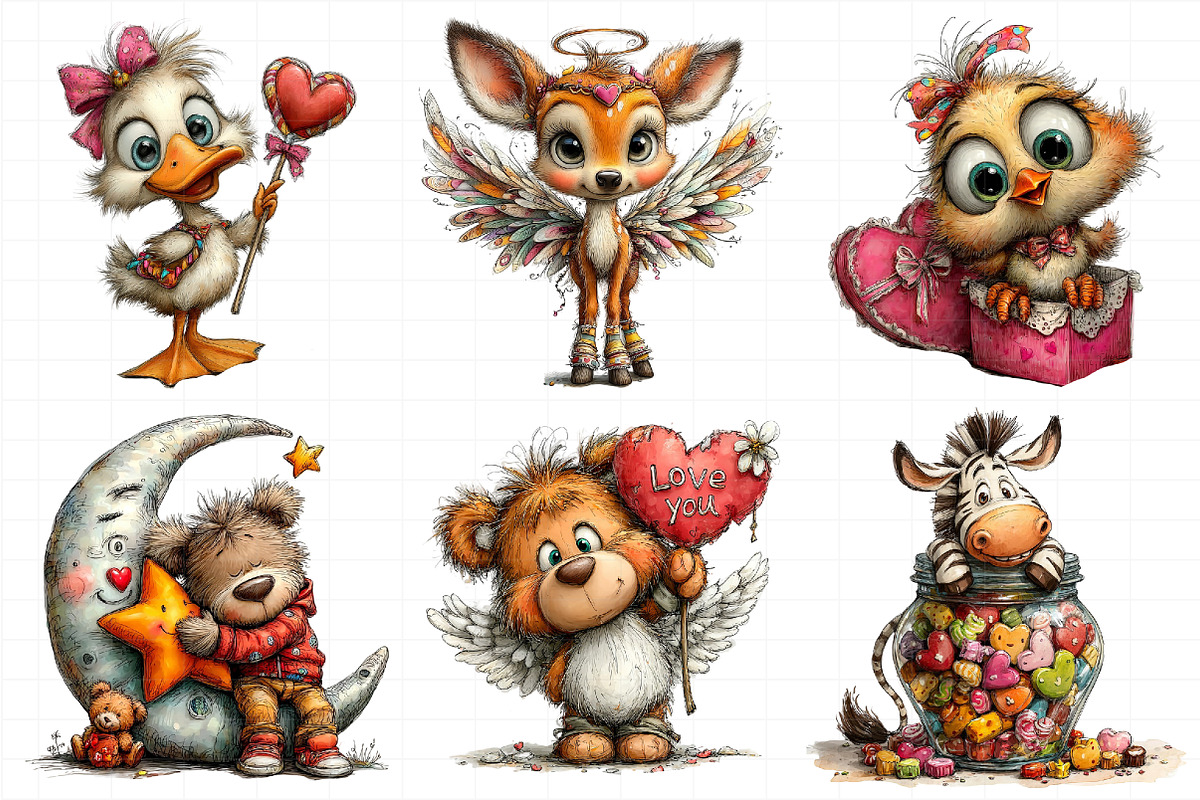 Watercolor Valentine Animals Clipart, an Illustration by Daily.Designs (Photo 6 of 7)