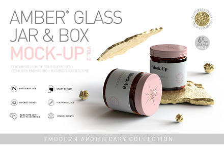 Amber Glass Jar & Box Mock-Up Vol.2