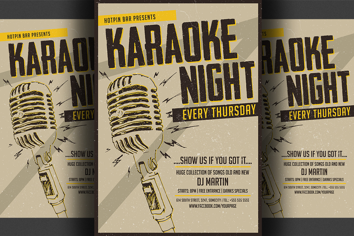 Karaoke Night Flyer/Poster Template, a Flyer Template by Hotpin
