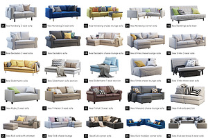 Ikea Sofas Set 25 Items 3d Model