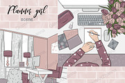Planner Girl Scenes, a Work Illustration by GlamArtZhanna (Thumbnail 1 of 4)