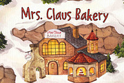 Watercolor Christmas Village, an Illustration by Whimseez (Thumbnail 4 of 5)