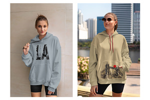 Hoodie Mockups Stylish Woman