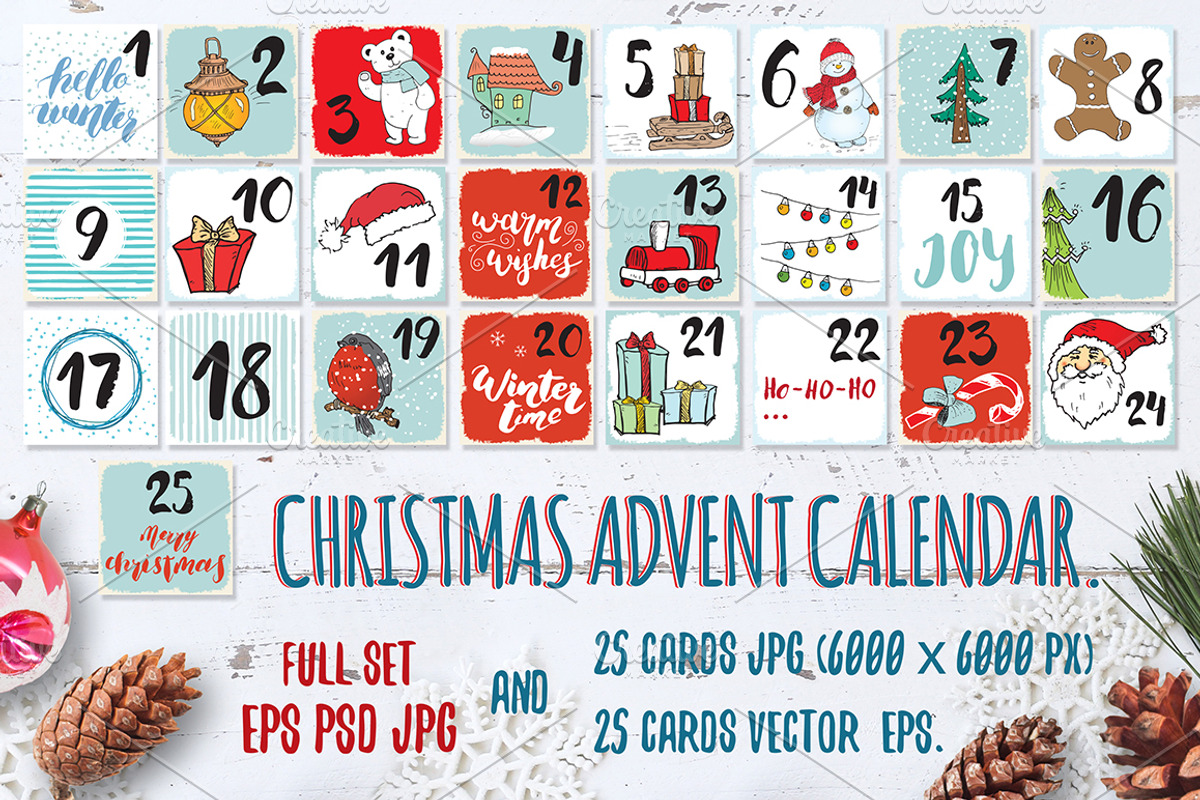 Christmas Advent Calendar Cards Set, an Animal Illustration by Lemon Workshop (Photo 1 of 6)