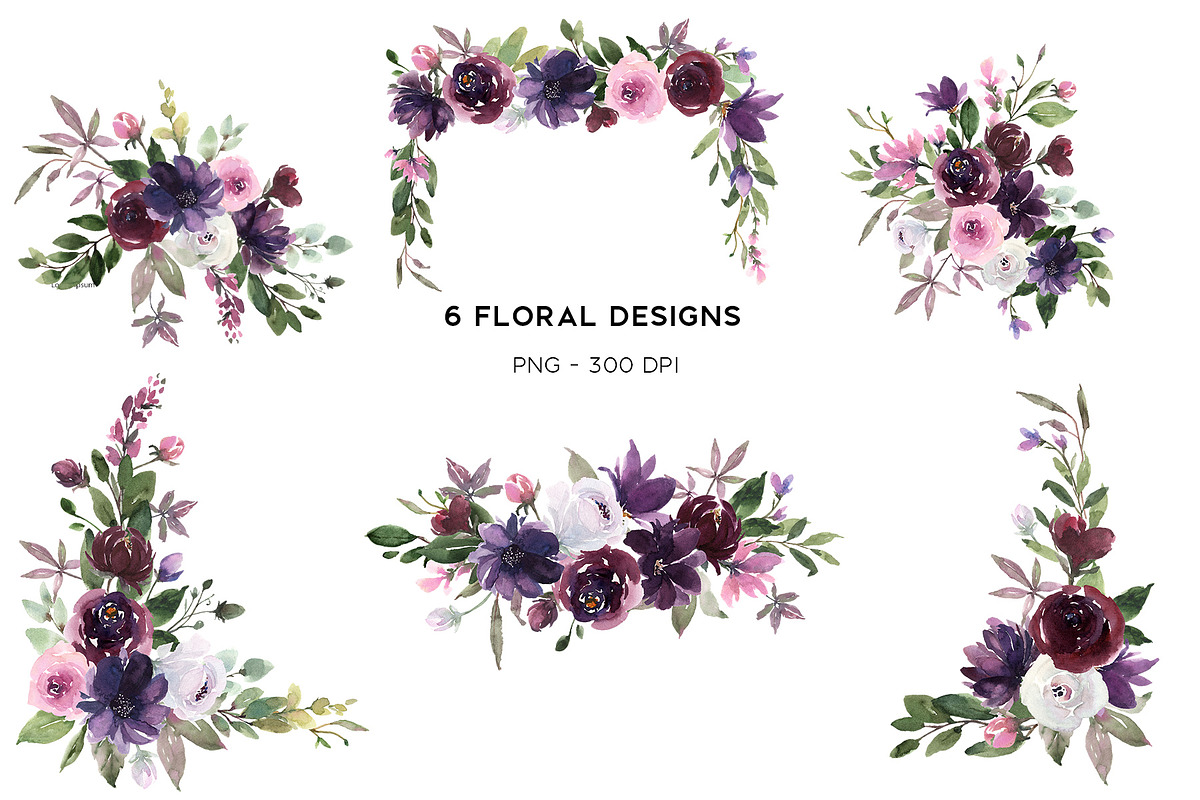 Burgundy & Plum Floral Design Kit, a Texture Illustration by Graphic Blue Bird (Photo 3 of 10)