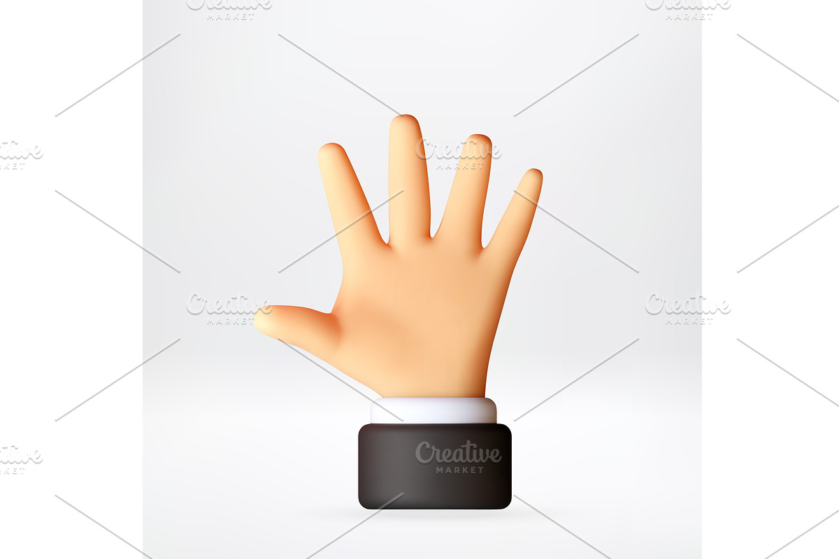 3d Man hand showing five finger, an Object Illustration by Abscent