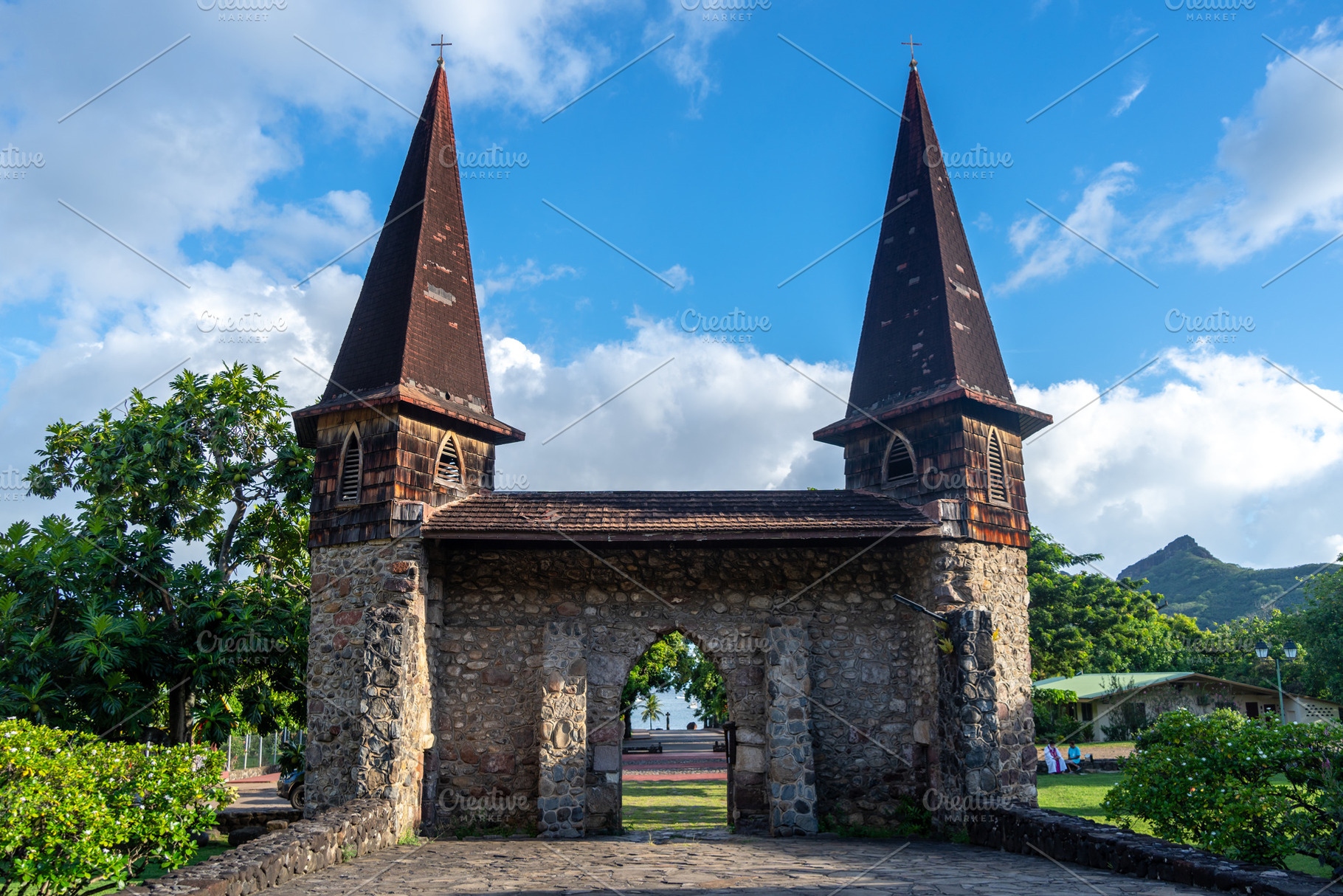 Notre Dame Cathedral of Taiohae in Nuku Hiva, French Polynesia, an Architecture Photo by GoodGoods
