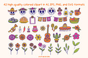 Day of the Dead Clipart and Patterns, an Object Illustration by Drafts n Doodles (Thumbnail 2 of 14)