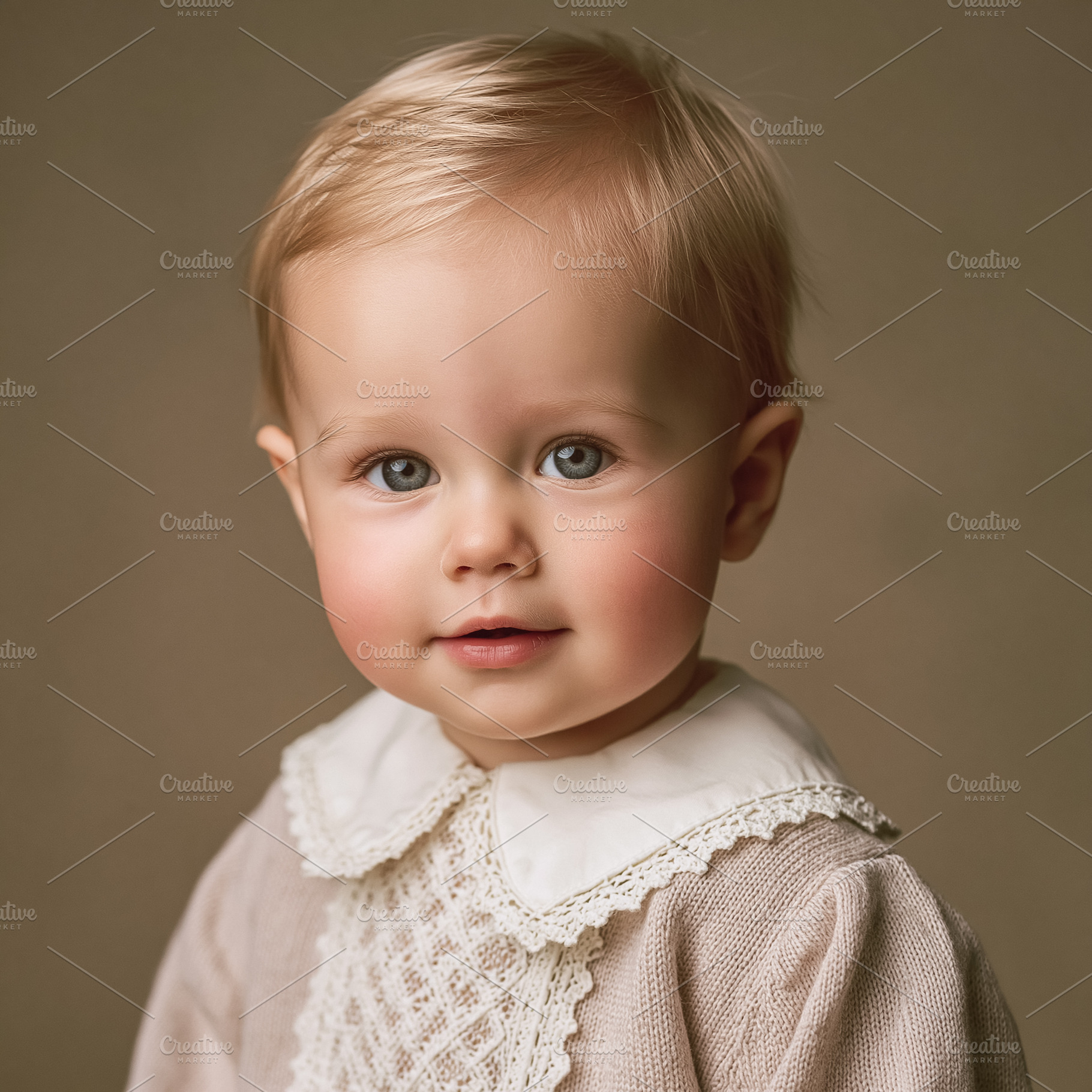 Child portrait featuring an innocent toddler with blonde hair an, a Photo by Studio ANNA