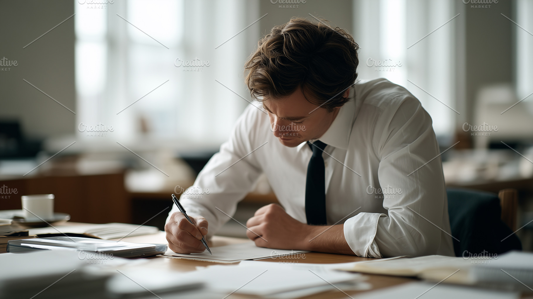 Businessman in a white shirt and tie, a Business Photo by MistyDay