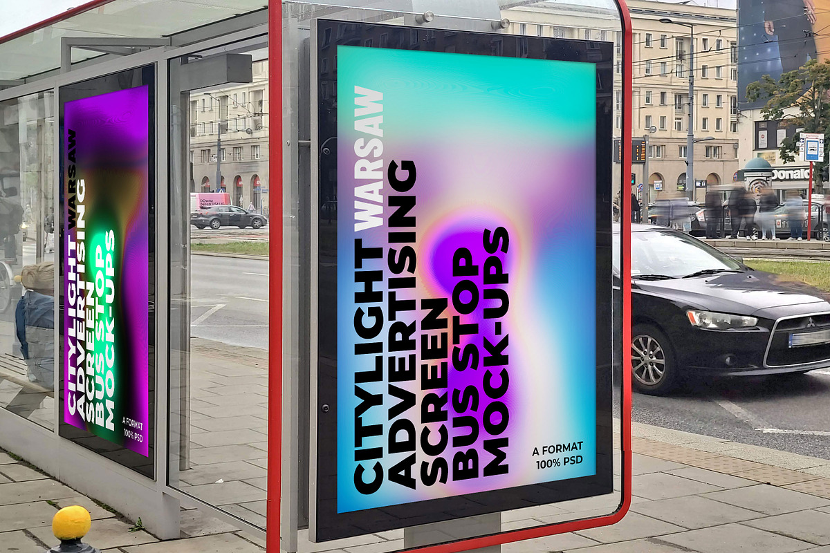 Warsaw Citylight Ad Bus Stop 11 v1, an Advertising Mockup by Graphic Shelter (Photo 5 of 7)