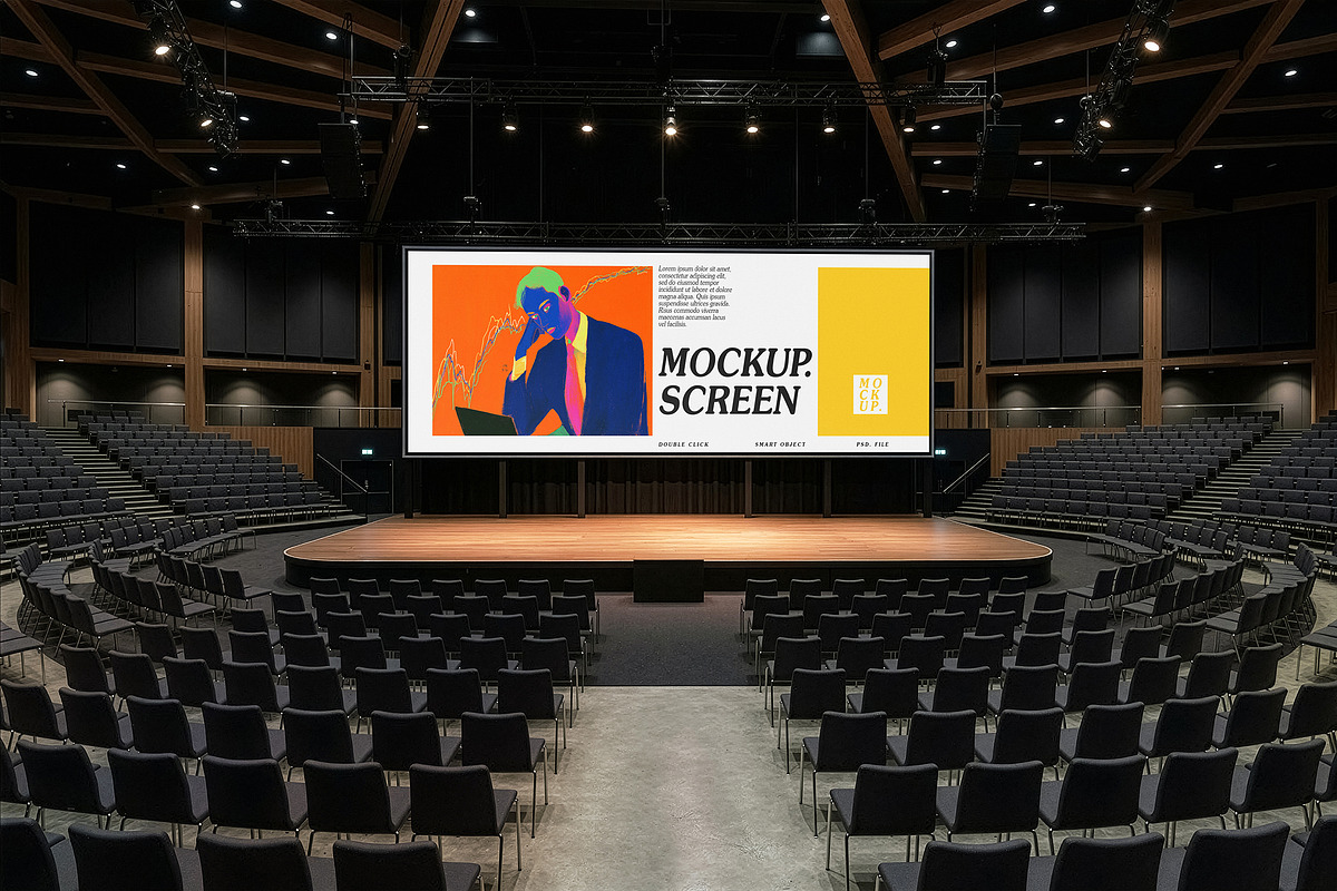 Conference Event Stage Screen Mockup, an Advertising Mockup by smishura (Photo 2 of 10)