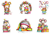 Whimsical Christmas Animals Clipart, an Illustration by designcity5 (Thumbnail 3 of 5)