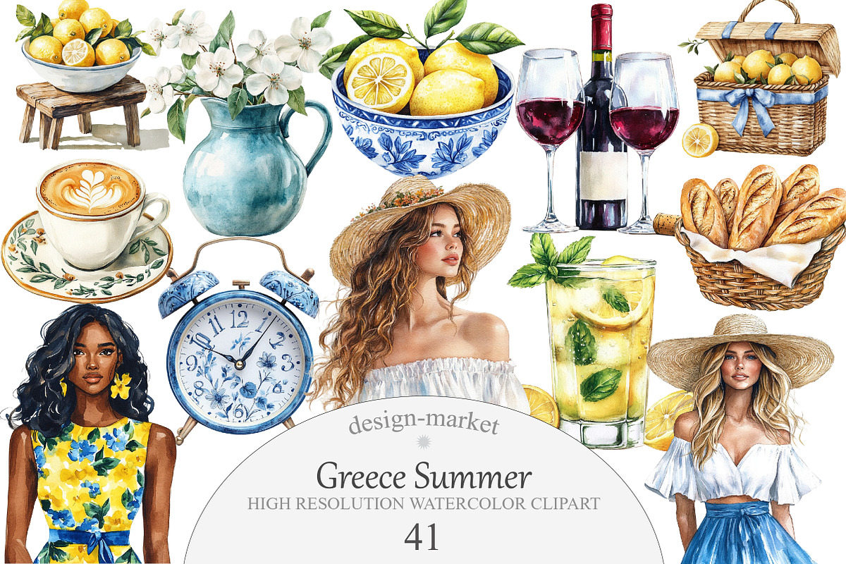 Greece Summer Clipart, an Illustration by Design Market (Photo 1 of 5)