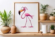Watercolor Pink Crazy Flamingo PNG, a Work Illustration by Craft Nest (Thumbnail 4 of 5)