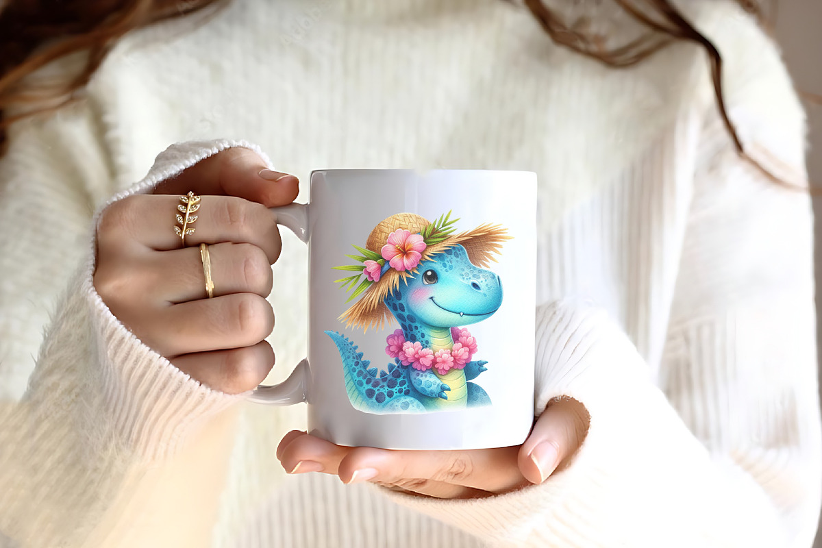 Summer Dinosaur Watercolor Clipart, an Illustration by CreationArt (Photo 6 of 9)